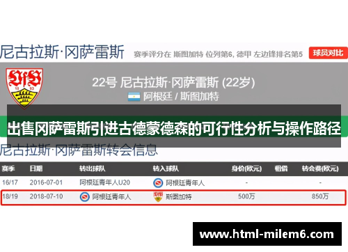 出售冈萨雷斯引进古德蒙德森的可行性分析与操作路径