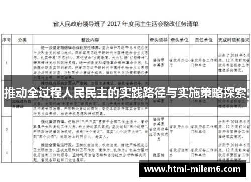 推动全过程人民民主的实践路径与实施策略探索